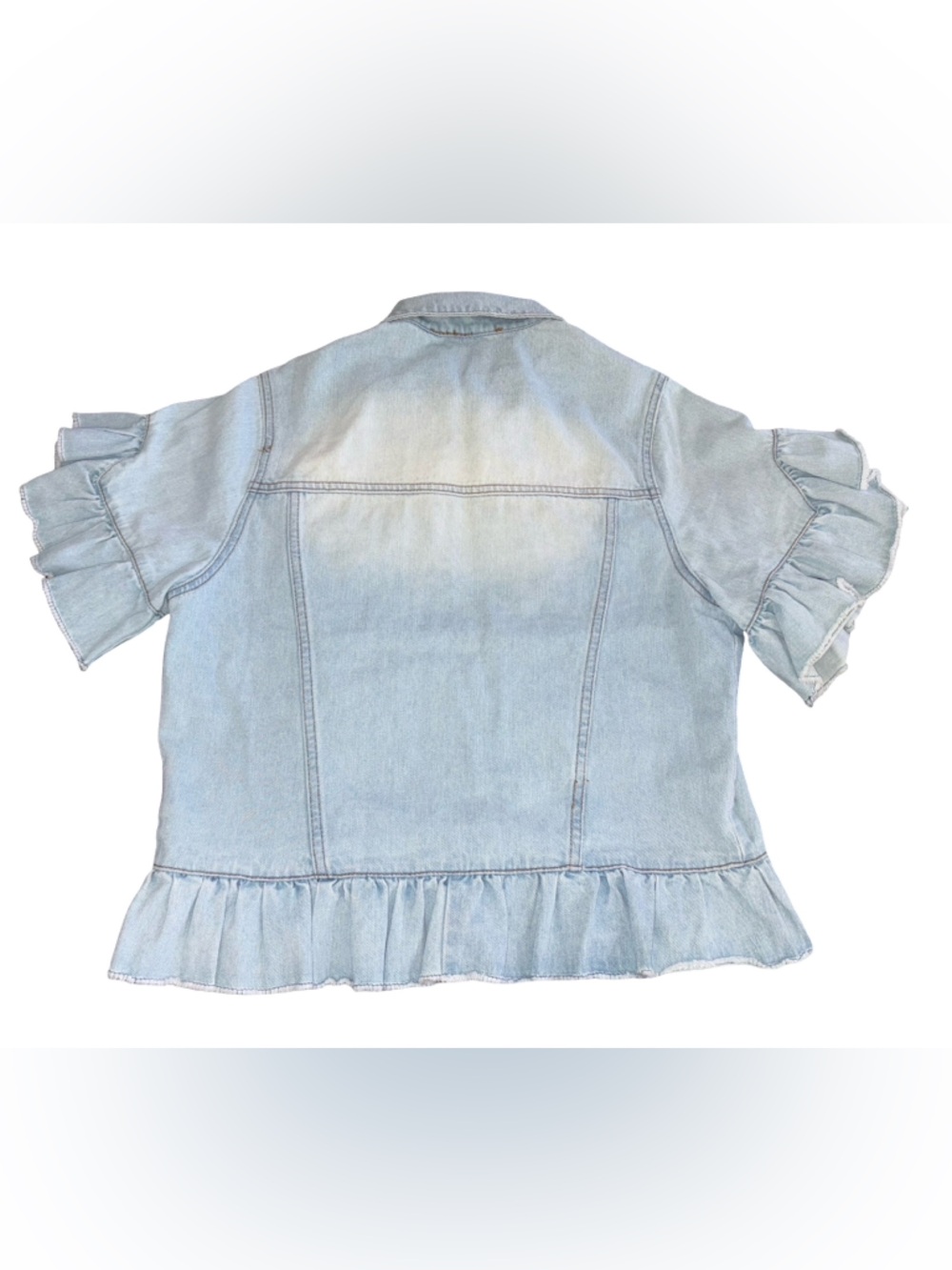 Twelve by Ontwelfth Women’s Denim Ruffle Jacket Size L Light Wash - Picture 2 of 8